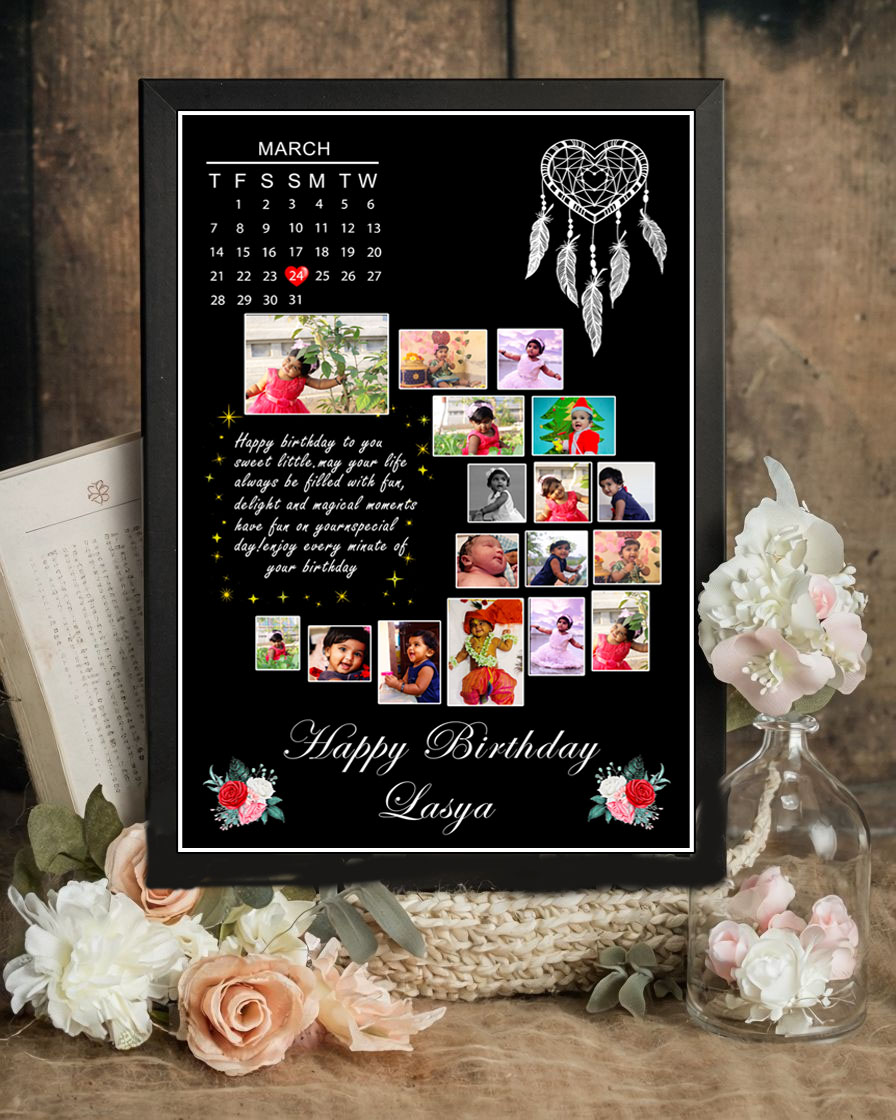Collage Featuring November Calendar Surrounded By Decorative Flowers copy